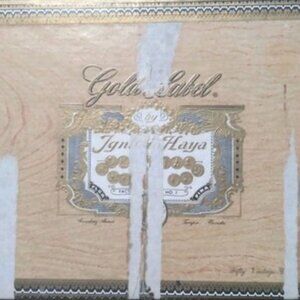 Ignacio Haya Gold Label Cigar Box.  The box measures 8 7/16" W x 6 9/16" L x 2 1